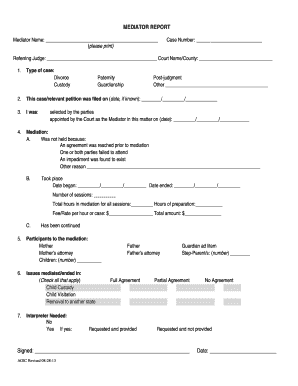 Mediator Report Form