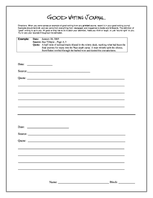 Good Writing Journal Template