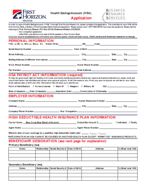 Health Savings Account Application