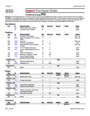 Purchase Order 850 Template