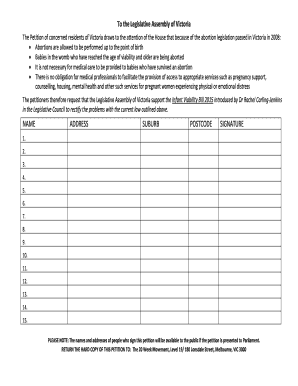 Victoria Infant Viability Bill Petition