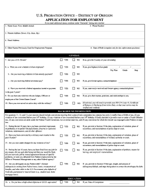 US Probation Office Employment Application