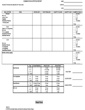 Combination Nutrition Report Form