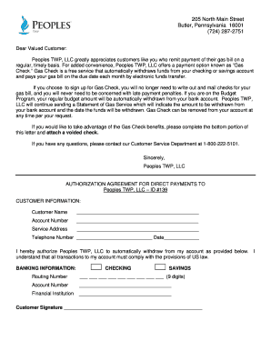 Authorization Agreement for Direct Payments