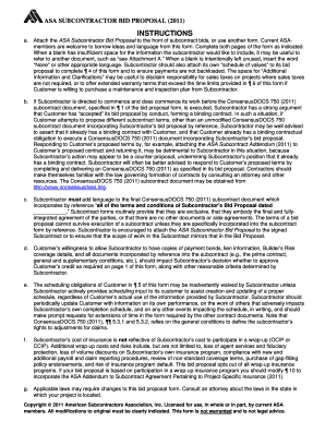ASA Subcontractor Bid Proposal