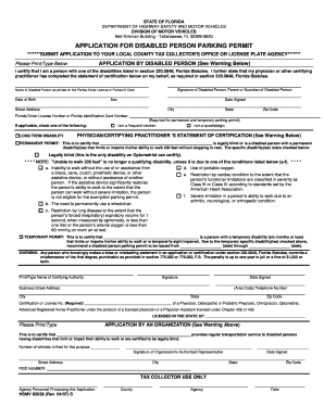 Florida Disabled Person Parking Permit Application