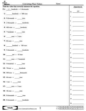 Math Place Value Worksheet
