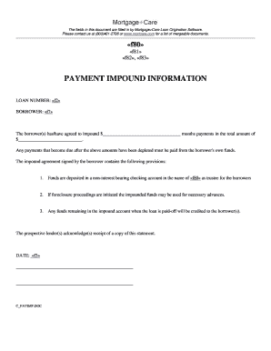 Payment Impound Agreement
