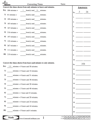 Math Time Conversion Worksheet