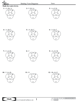 Shading Venn Diagrams Worksheet