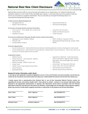 National Best New Client Disclosure Form