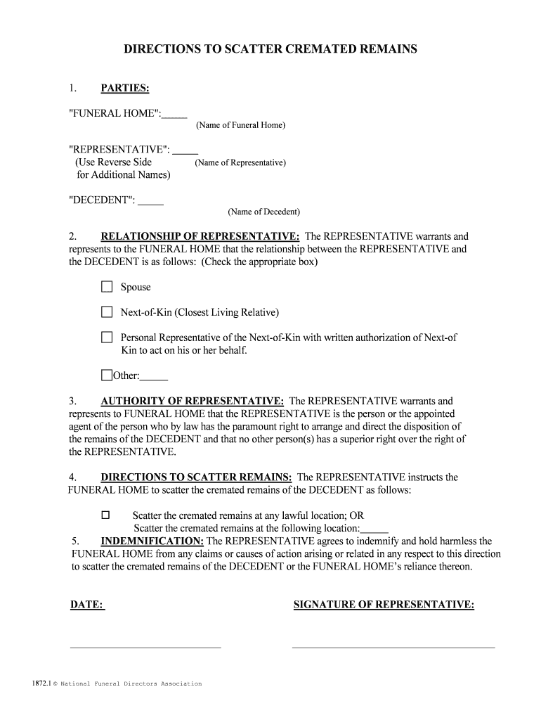 Fillable Online Directions to scatter cremated remains Virginia