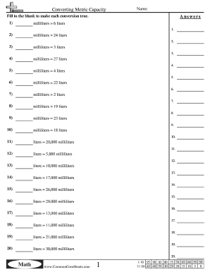 Metric Capacity Conversion Worksheet