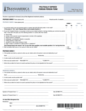 Politically Exposed Foreign Person Form
