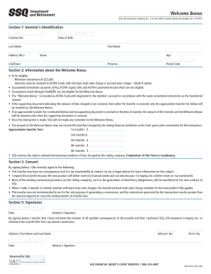 Welcome Bonus Investment Form