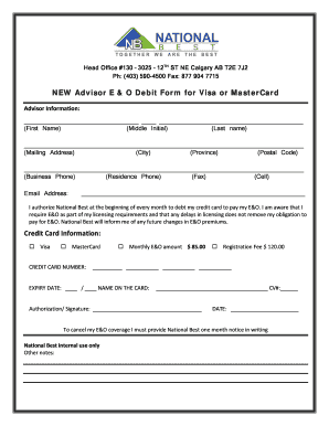 Advisor E & O Debit Form