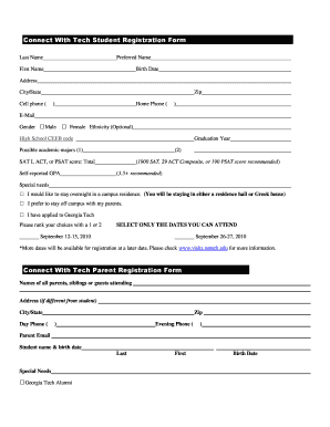 Georgia Tech Student Registration Form