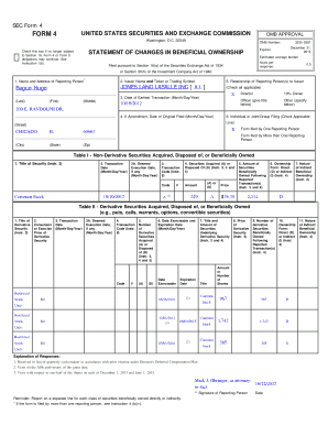 SEC Form 4 Statement of Changes in Beneficial Ownership