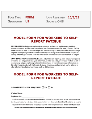 Worker Fatigue Self-Report Form