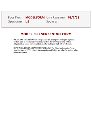Model Influenza Screening Form
