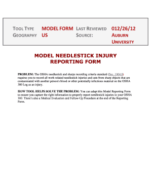 Needlestick Injury Reporting Form