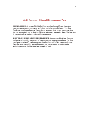 Model Emergency Vulnerability Assessment Form