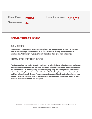 Bomb Threat Form