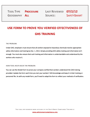 GHS Training Verification Form