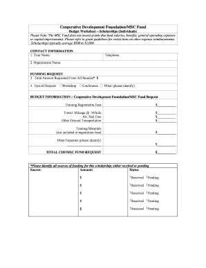 Budget Worksheet - Scholarship Individualdoc - cdf