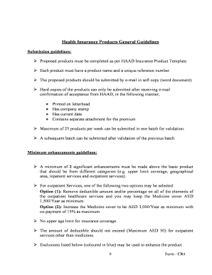 HAAD Health Insurance Product Submission Form