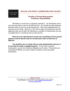 Estate Administration Checklist