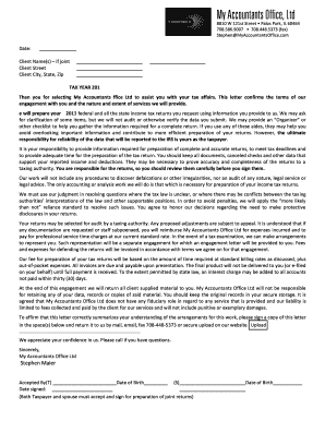 2013 Individual Tax Return Assistance Engagement Letter