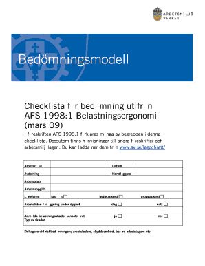 Swedish Workload Ergonomics Assessment Form