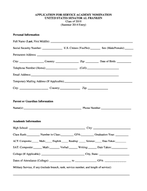 US Service Academy Nomination Application