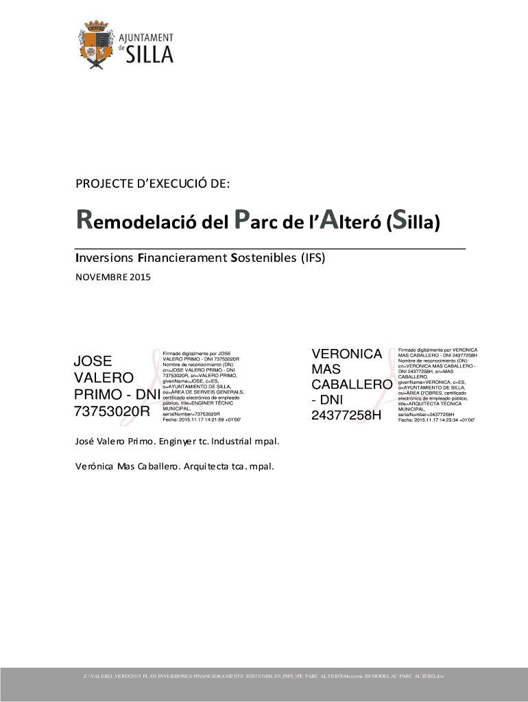 PROJECTE DEXECUCI DE emodelaci del Parc de lAlter Silla Vista previa en la página 1