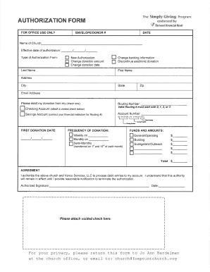 Simply Giving Program Authorization Form