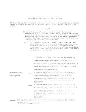 Oklahoma Advance Directive for Health Care