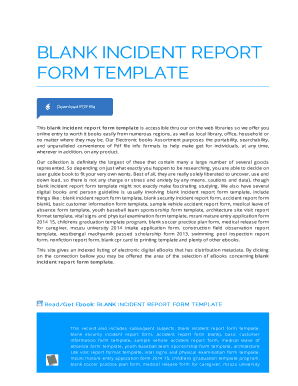 Blank Incident Report Form Template
