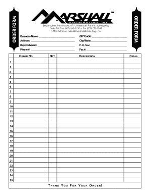 Snowmobile Parts Order Form