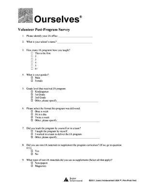 Junior Achievement Volunteer Post-Program Survey