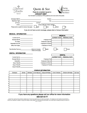 Health Insurance Quote Request Form