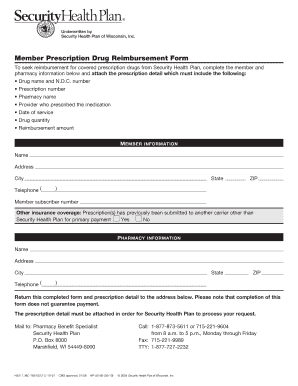 Member Prescription Drug Reimbursement Form