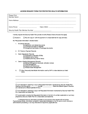 Access Request Form for Protected Health Information