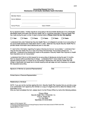 Accounting Request Form for Health Information Disclosures