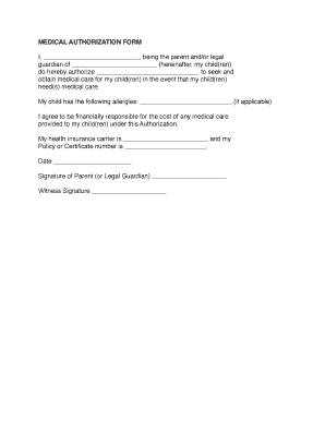 Medical Authorization Form