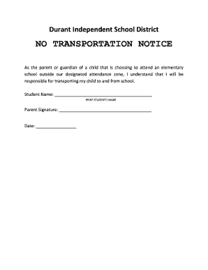 No Transportation Notice