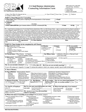 SBA Counseling Information Form
