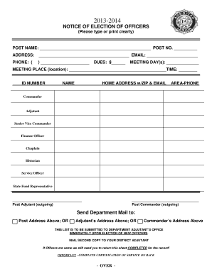 American Legion Notice of Election of Officers