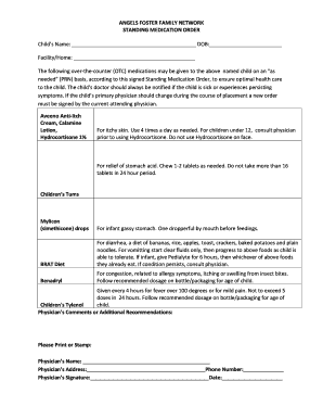 Standing Medication Order for Foster Children