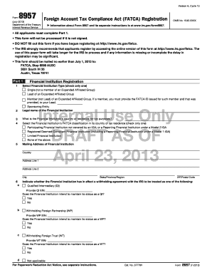 Form 8957 FATCA Registration